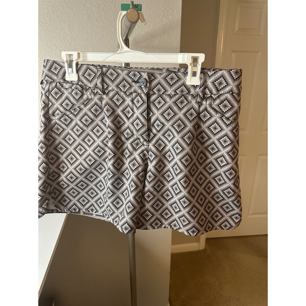 Puma Golf Shorts Women 12 Grey Good Geometric Diamond‎ Print Sportlifestyle